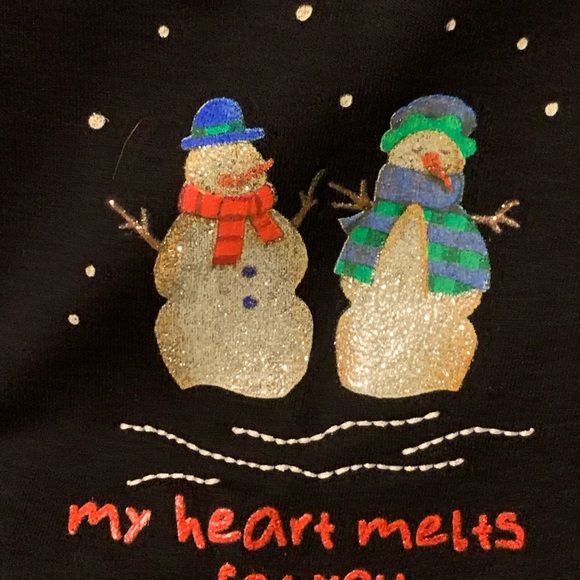 XL Romantic  "My Heart Melts For You" Snowman & Girl Top - Picture 3 of 10